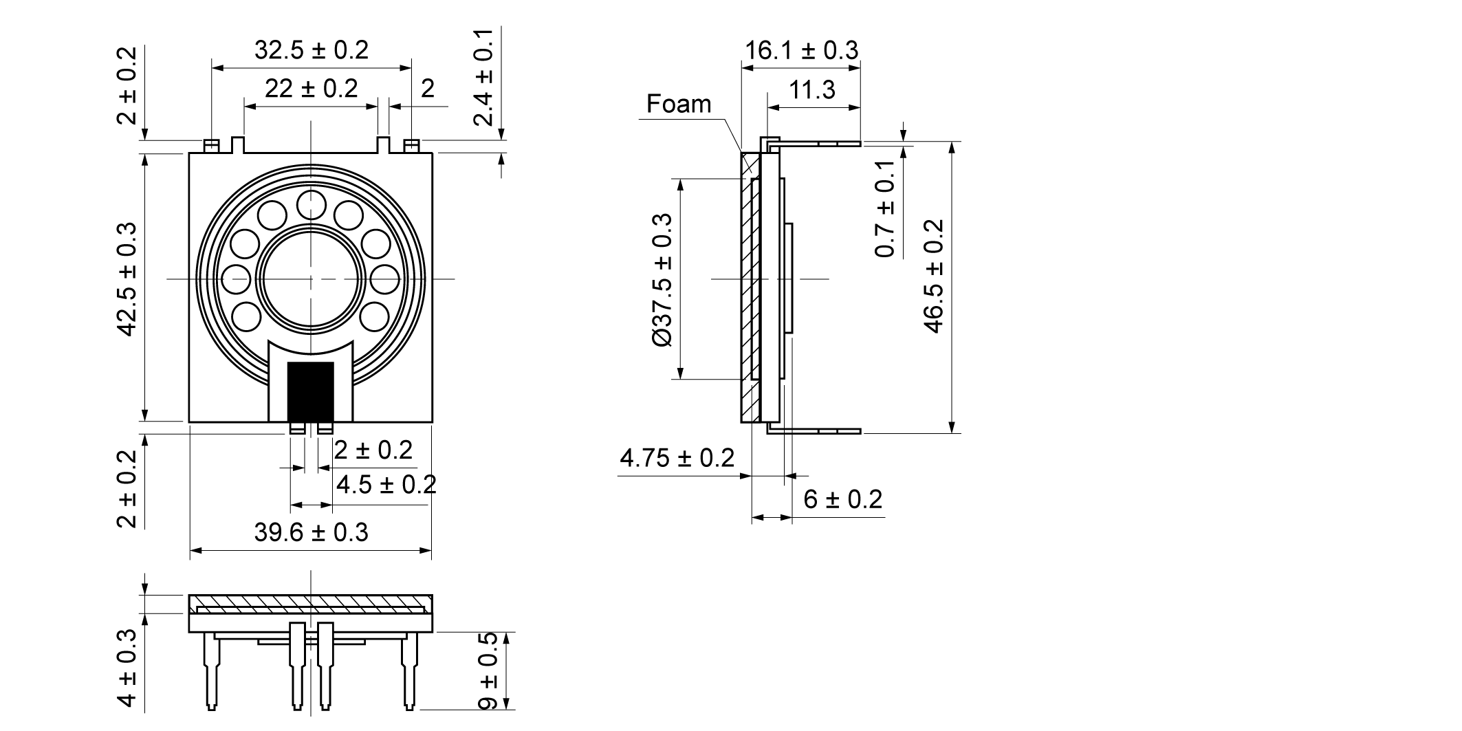 OSS18-4340-10A1.0W8-T Mechanical Drawing